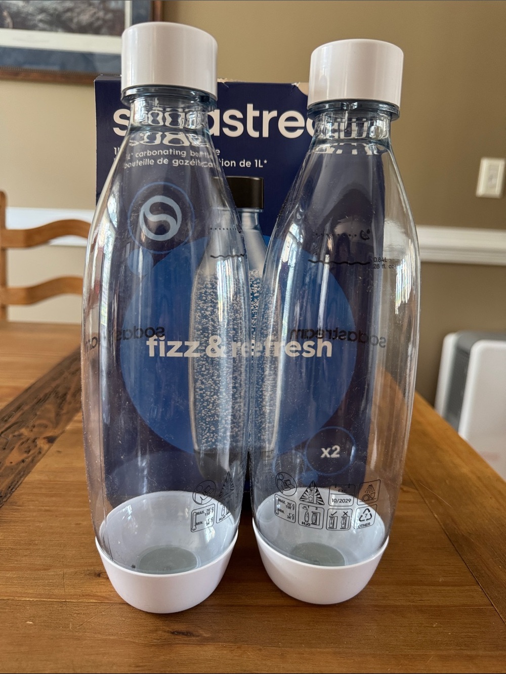 Sodastream 1L Carbonating Bottle (white)- Pack of 2